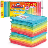 Spontex Collection Microfibre | Chiffons de Nettoyage Multi-Usages, Lavables à 40 °C, Cuisine et Salle de Bain | 30 x 30 cm, Lot de 16