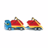 siku 1695, camion avec plateau de chargement et remorque, jouet, métal/plastique, multicolore, avec conteneur, installation mobile du plateau