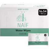 Naïf Doigts humides 864 pièces (16 x 54 doigts humides) - soin pour les lingettes de lit d'enfant, corps et visage - 99% d'eau - 0% parfum et alcool