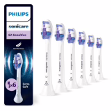 Philips Sonicare S2 Sensitive - Têtes de brosse à dents de rechange d'origine, blanc, lot de 6, HX6056/87