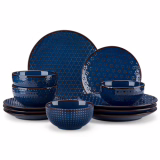 Assiettes de table Malacasa, 12 pièces pour 4 personnes, Série LYDIA Bleu